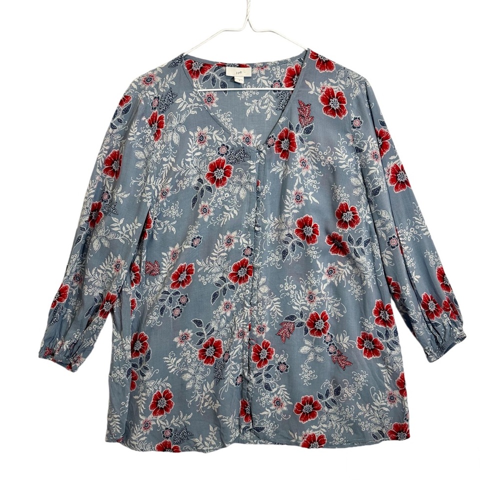 J. Jill Women Buttoned Down Blouse Floral Size M